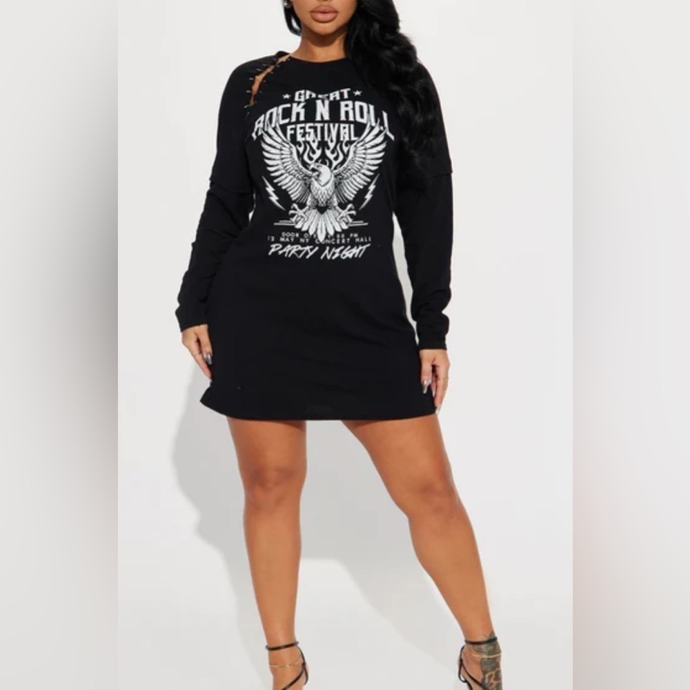 Made in Korea New Sense Blue Cocktail Mini T-Shirt Dress - Black M